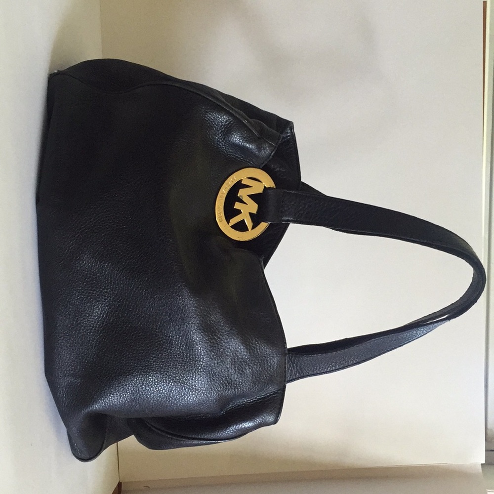 Michael Kors black leather shoulder bag